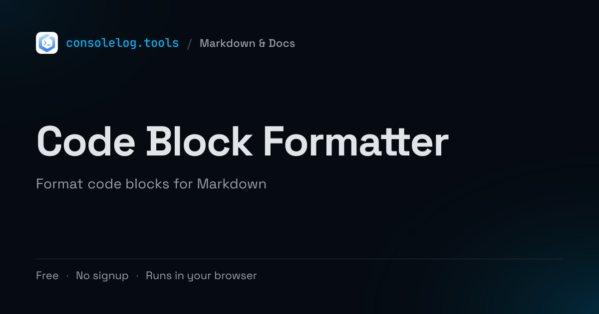 Code Block Formatter - Free Online Tool | consolelog.tools